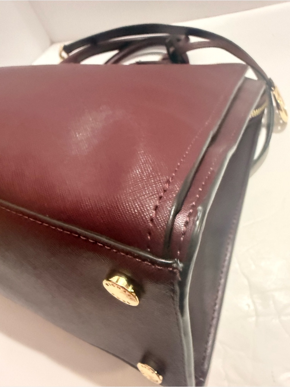 Michael Kors Wine Saffiano Leather Satchel with Gold Hardware - Picture 9 of 13